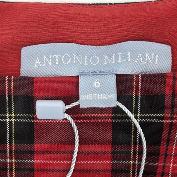 Antonio Melani Elena Midi Dress Size 6 Red Tartan Plaid Holiday Xmas Christmas - Picture 4 of 9